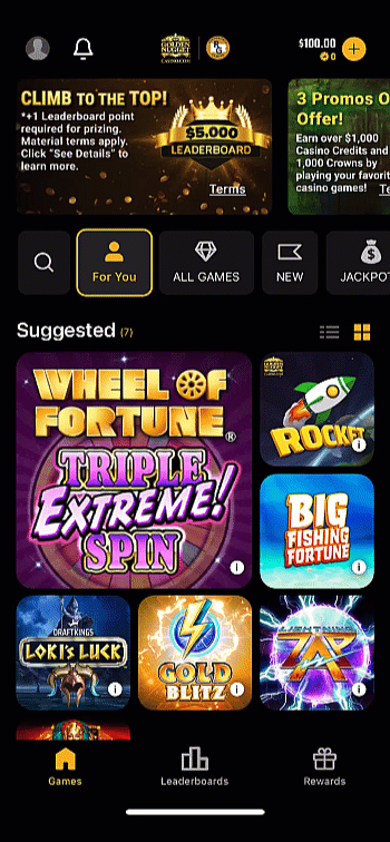 A visual walkthrough of how to opt in and check via the Golden Nugget Online Gaming app