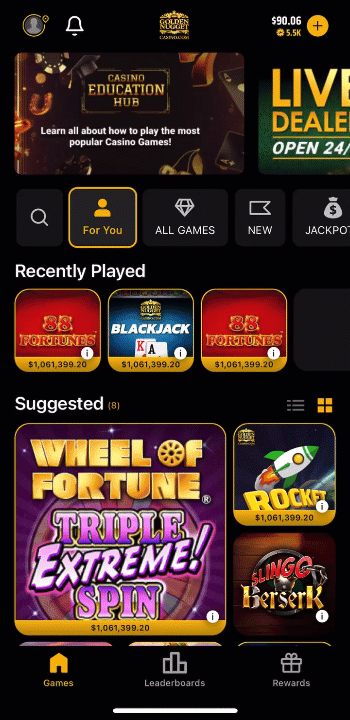 A visual walkthrough of how to set wager limits on the Golden Nugget Online Casino App