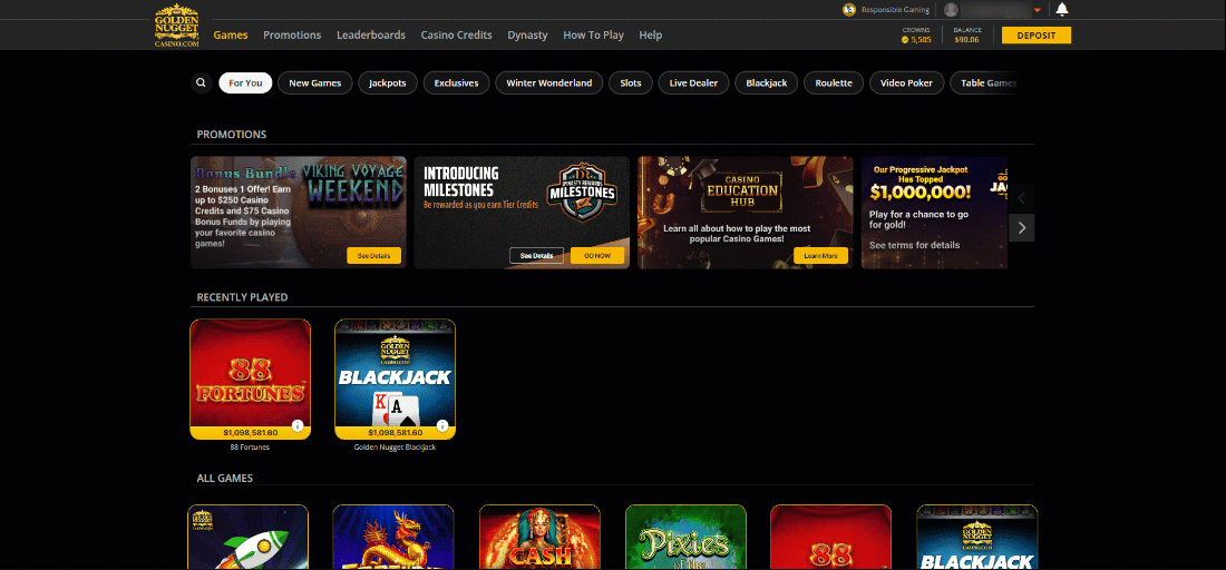 A visual walkthrough on how to set a time limit on the Golden Nugget Online Casino website
